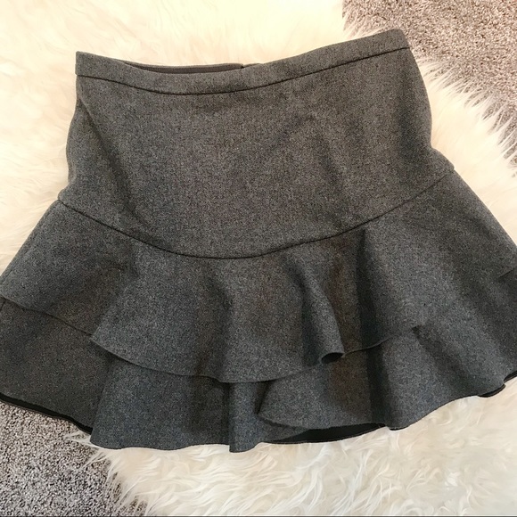 JCrew Gray Flannel Ruffle Skirt Size 4 - Picture 2 of 7